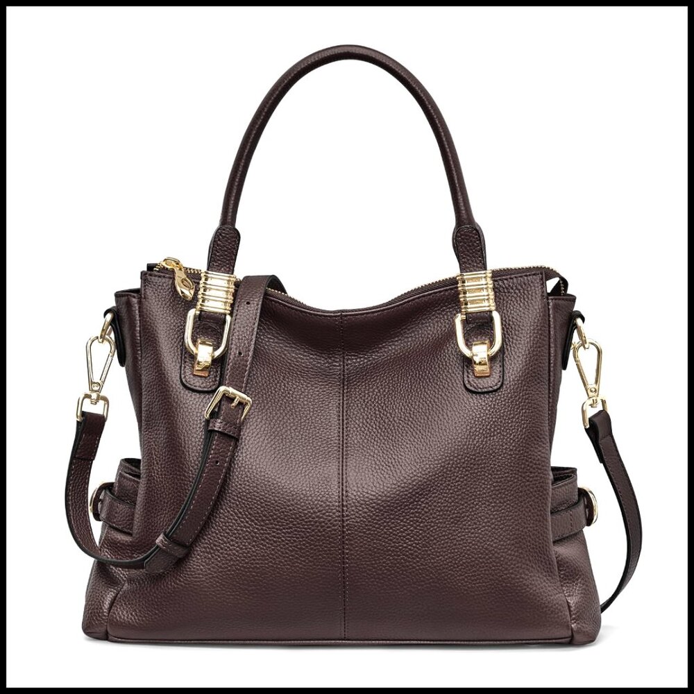 Large Genuine Leather Satchel Tote Shoulder Bag Multi-Way Carry